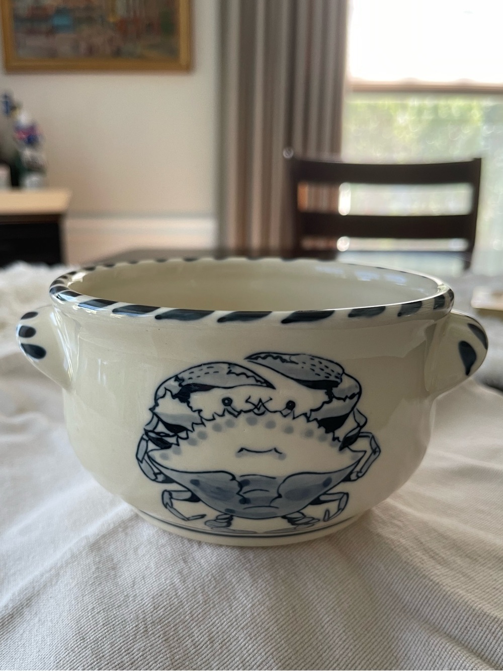 Blue and White Ceramic Crab Soup Tureen - Blue Crab Bay Company